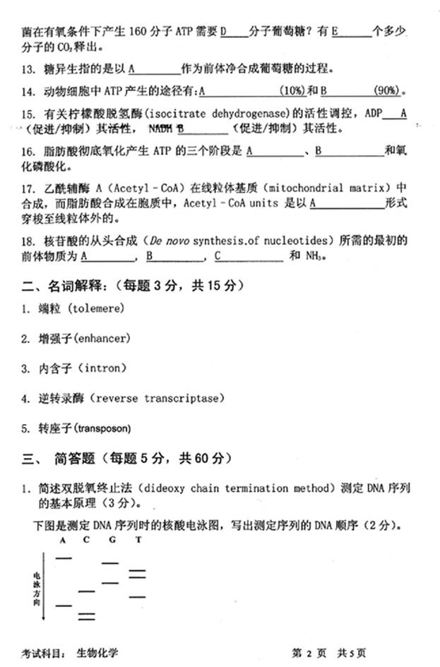 说明: 6%202010年中国科学技术大学338生物化学%5b专业硕士%5d考研真题0001