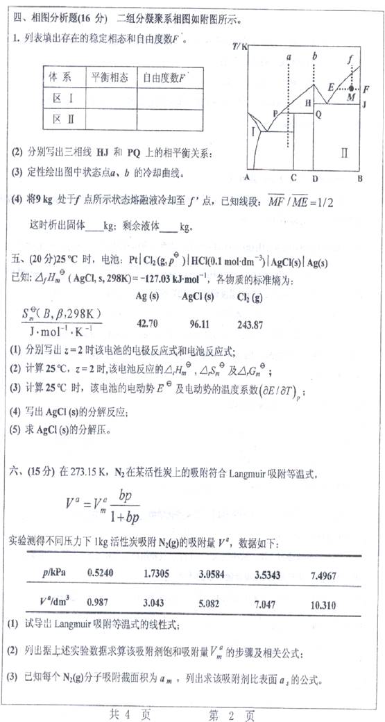 说明: 8 2008年武汉科技大学807物理化学考研真题及详解0001