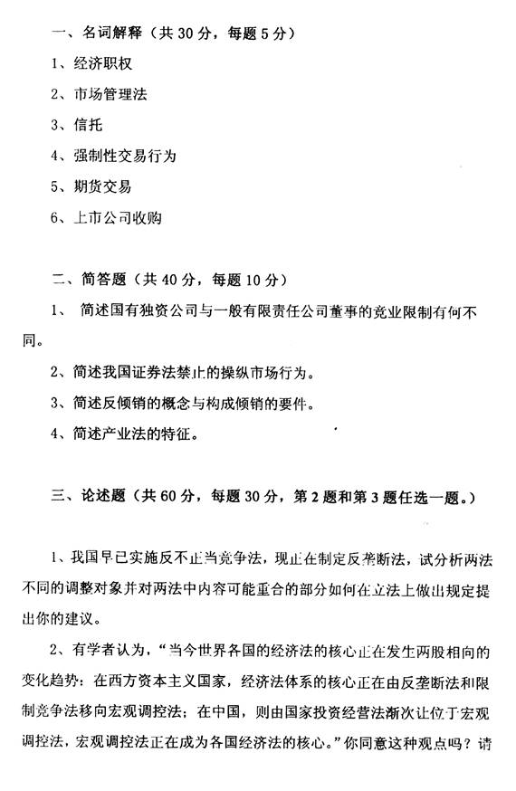 说明: 2004年北京交通大学313经济法学考研试题0000